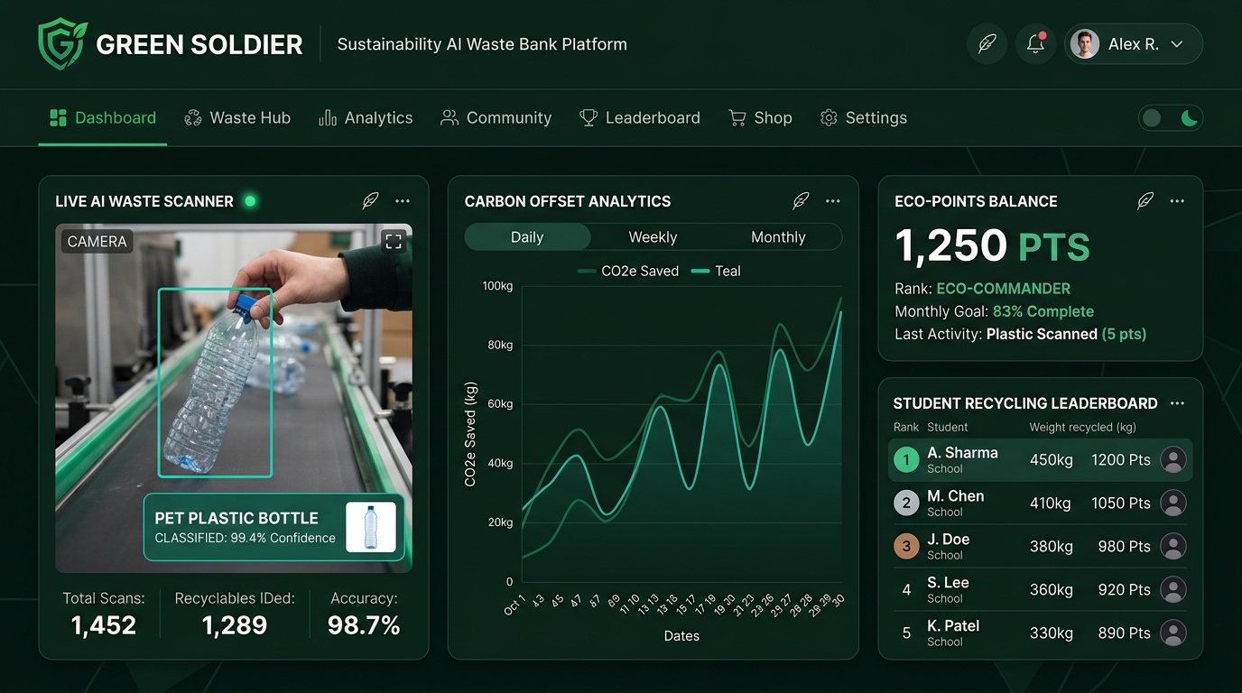 Green Soldier Digital Waste Bank Platform Dashboard Interface